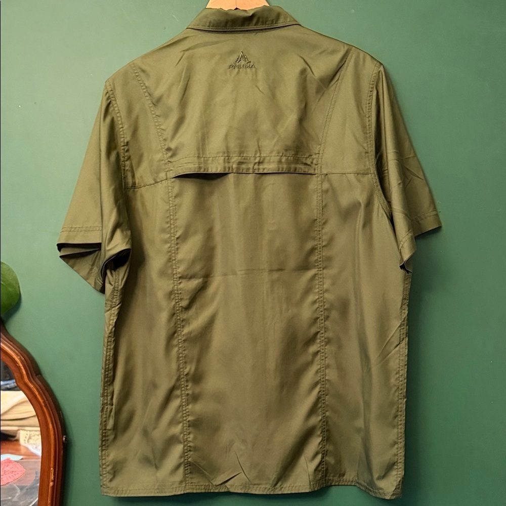 Pnuma Outdoors Dark Olive Mens L Short Sleeve Shirt UPF 30+ Outdoors - Picture 11 of 13